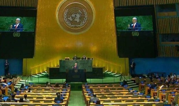 تحصن و خروج نمایندگان کشورها از مجمع عمومی در اعتراض به سخنرانی نتانیاهو